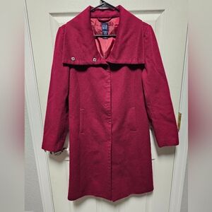 Gap Women's Wool Cranberry Red Trench Coat - Size Small